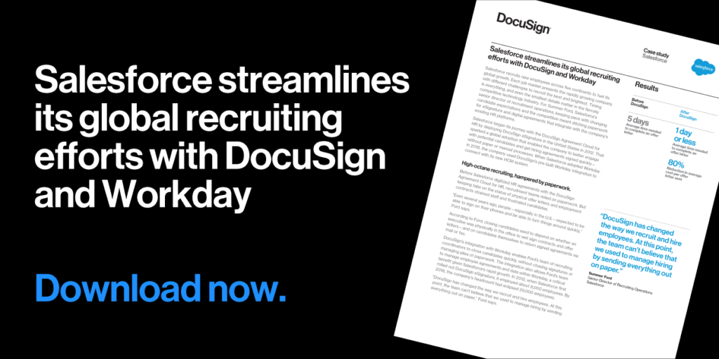 Salesforce streamlines its global recruiting efforts with DocuSign and Workday