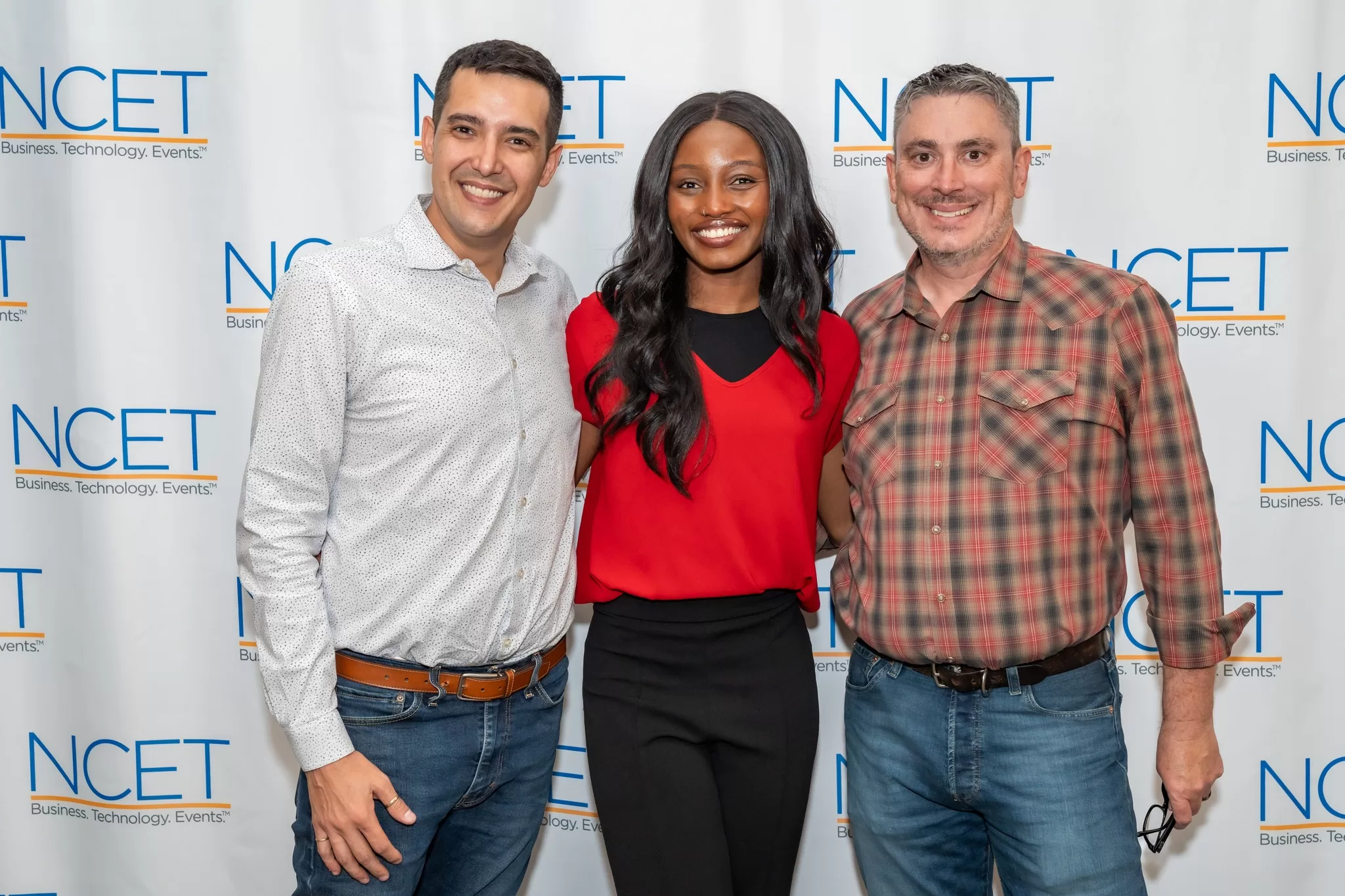 Tim Miles, Bianca Onyeagolu, and Tim Miles NCET Tech Awards